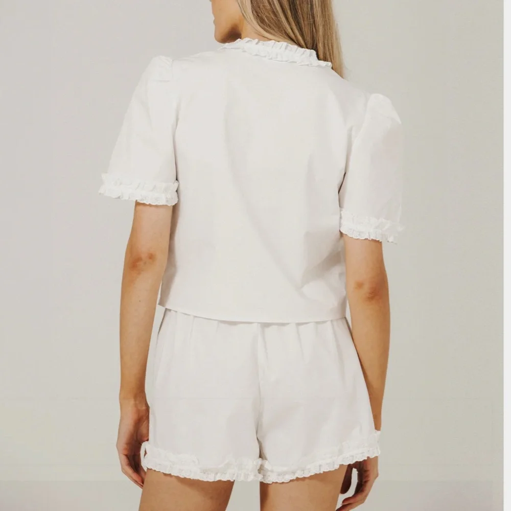 Cotton Poplin Ruffle Top & Boxer - Picture 3 of 4